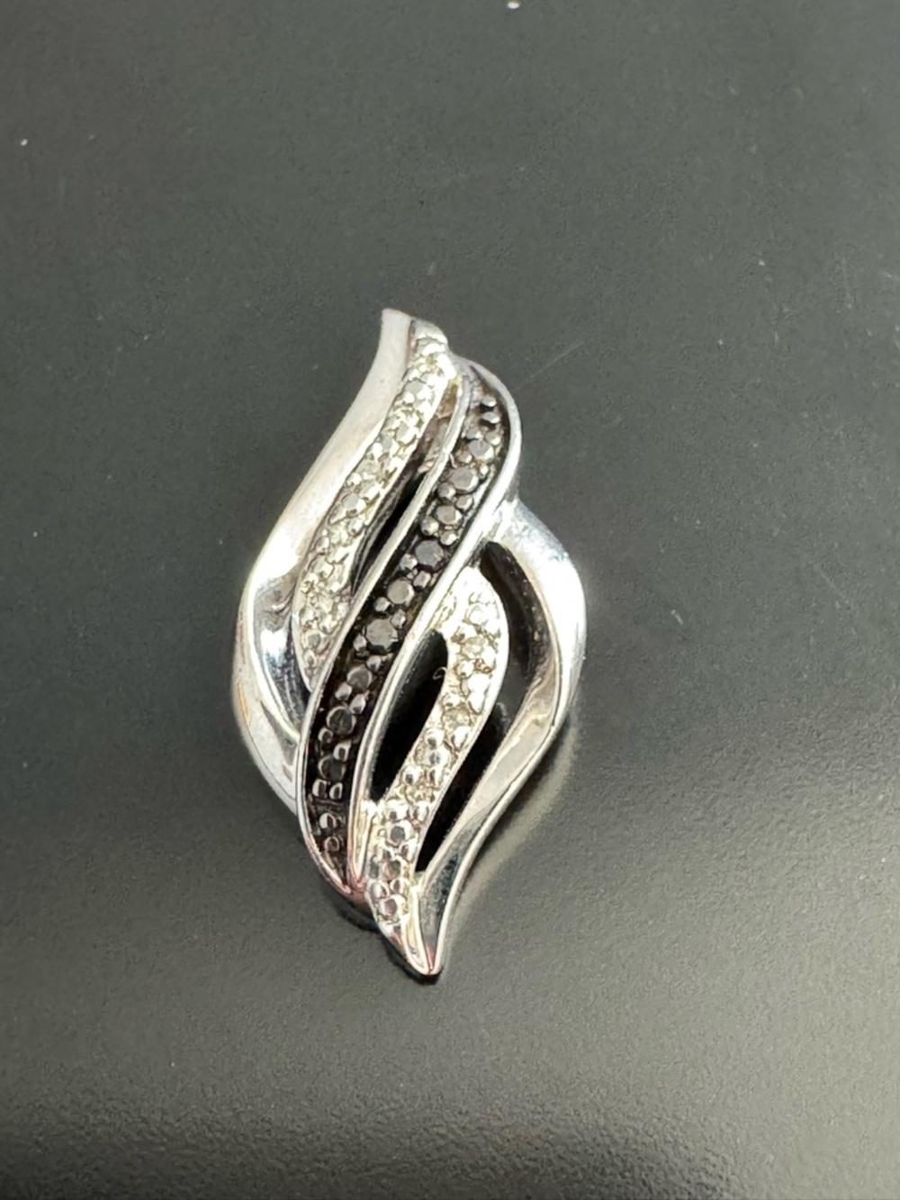 Sterling Silver Black & White Pavé Swirl Pendant